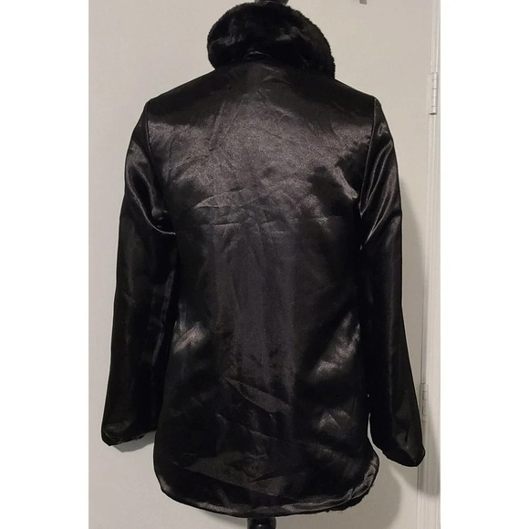 WOMEN'S CHILL COUTURE FAUX FUR BLACK TEXTURED COAT REVERSIBLE SIZE MEDIUM US - Picture 7 of 11